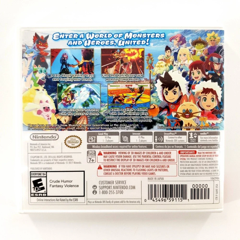 Monster Hunter Stories (Nintendo 3DS, 2017) Authentic Complete Tested & Works